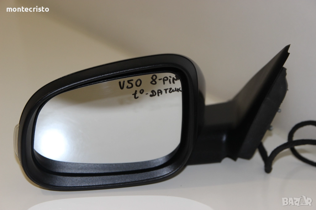 Ляво огледало Volvo V50 (2007-2012г.) 8 пина температурен датчик Черно Черен, снимка 1