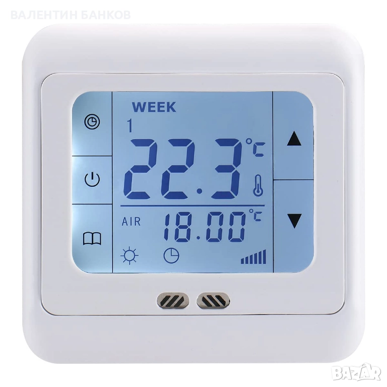 Стаен програмируем LCD термостат със сензорен екран, снимка 1