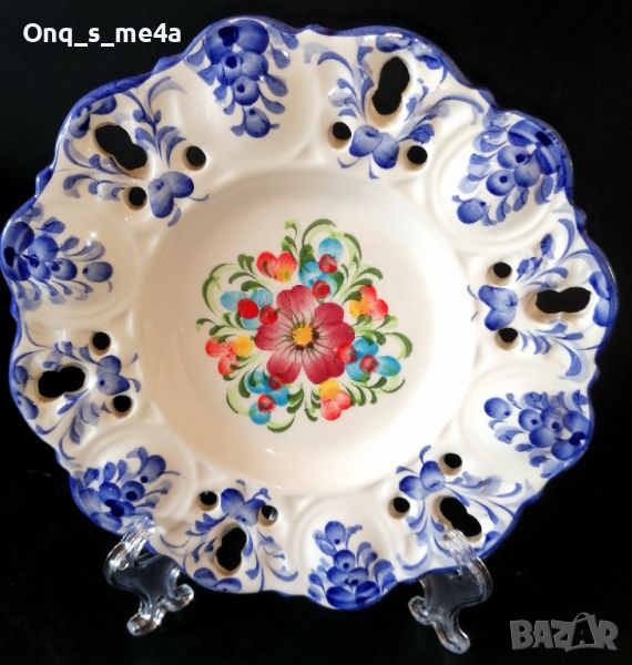 Синя чиния с цветя (Vestal?), снимка 1