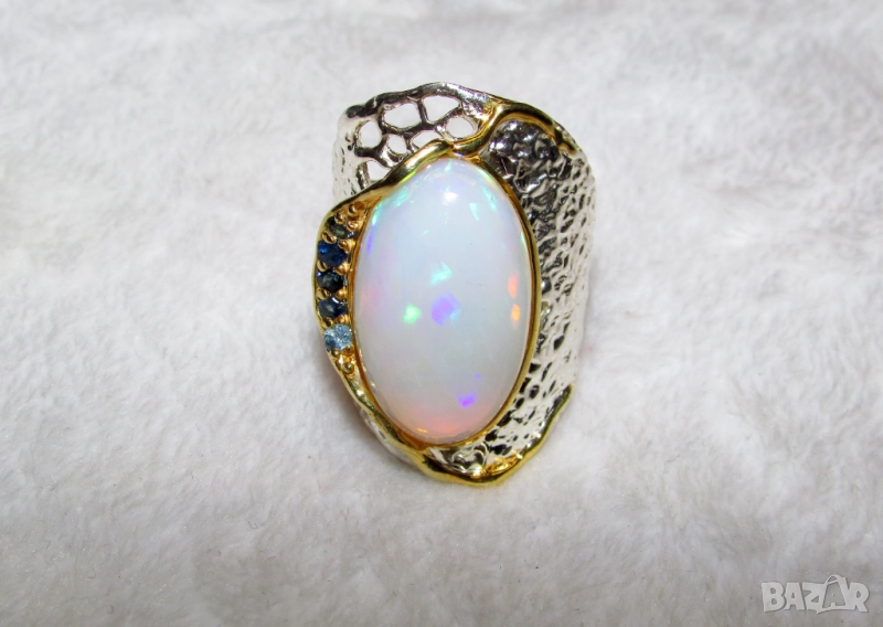 925 Сребърен пръстен етиопски опал 13 карата, снимка 1