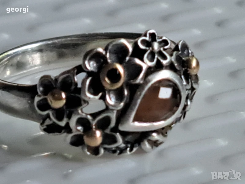 пръстен Pandora с лунен камък и злато , снимка 1