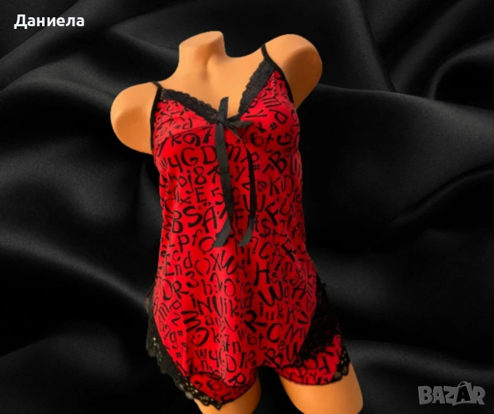 Дамска сатенена пижама, снимка 1