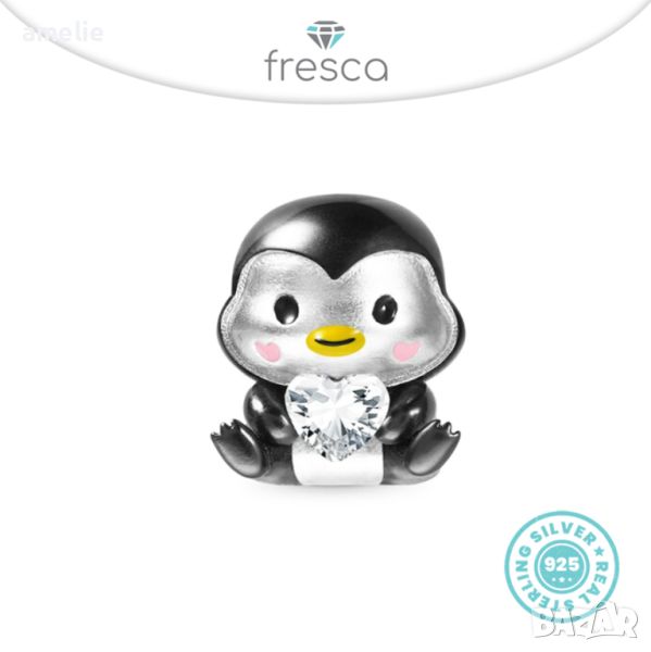 Талисман Fresca по модел Пандора Pandora сребро 925 Cute Penguin Сладкия Пингвин. Колекция Amélie, снимка 1