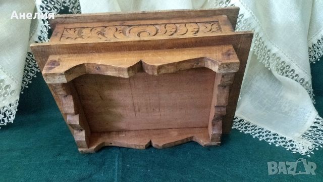 Стара дървена кутия с дърворезба за бижута , снимка 2 - Антикварни и старинни предмети - 46043387