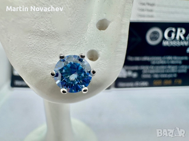 Сребърни обеци с мойсанит (Диамант) 1 карат, снимка 10 - Обеци - 51696202