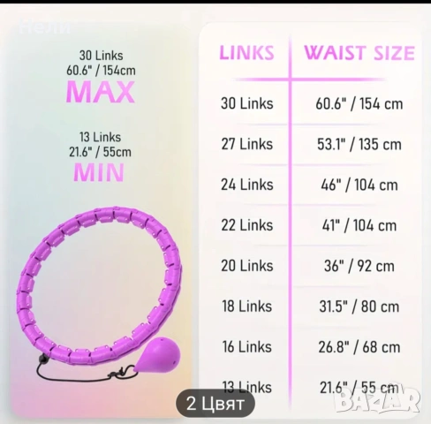 Фитнес обръч Hula Hoop, снимка 4 - Фитнес уреди - 54172539