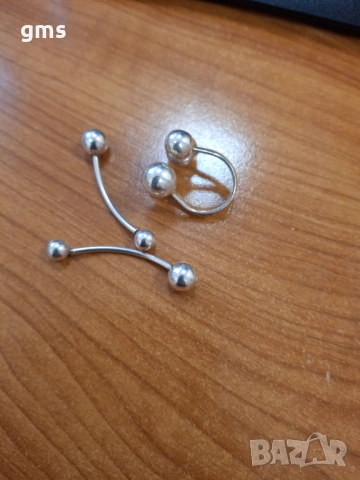 Сребърни пръстен и обеци 