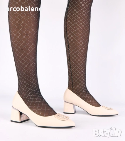 Дамски обувки с блоков ток, украсени с циркони Merla, 2цвята , снимка 8 - Дамски обувки на ток - 53295158