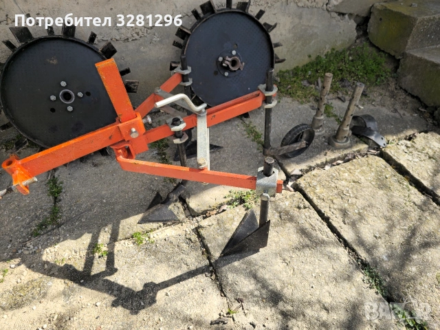 Инвентар за мото фреза плуг,култиватор, метални колела,браздир, снимка 3 - Селскостопанска техника - 53769381