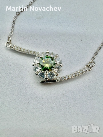 Сребърно колие с мойсанит (Диамант) 0.5 карата, снимка 9 - Колиета, медальони, синджири - 53612439
