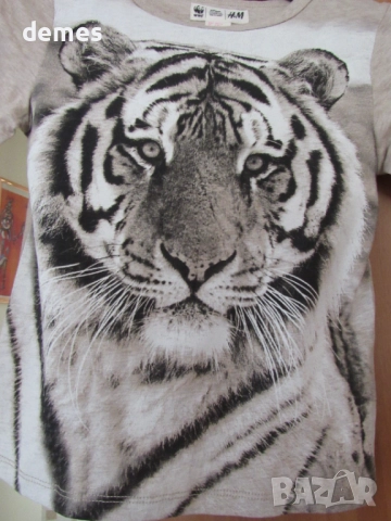 Блуза за момиче Н&М с ефектен тигров принт размер 110/116, нова, снимка 3 - Детски Блузи и туники - 51696017