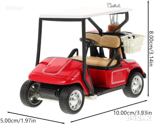 Миниатюрна играчка - голф количка, лят модел голф количка в мащаб 1:36, червена, снимка 2 - Коли, камиони, мотори, писти - 54105586