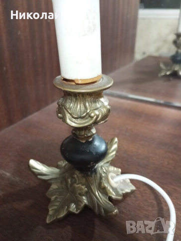 Малка бронзова лампа имитираща свещник, снимка 10 - Антикварни и старинни предмети - 52188235