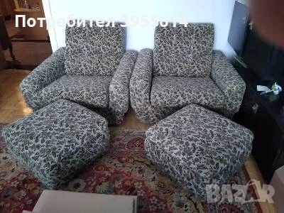 Продавам холов разтегателен диван с два фотьойла и две табуретки , снимка 8 - Дивани и мека мебел - 53845226