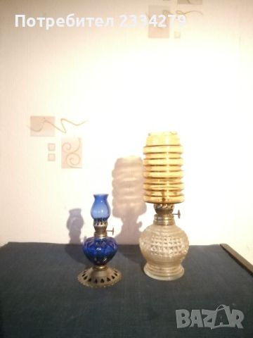 Оригинална миниатюрна маслена лампа от кобалтово синьо стъкло, снимка 3 - Статуетки - 46316376