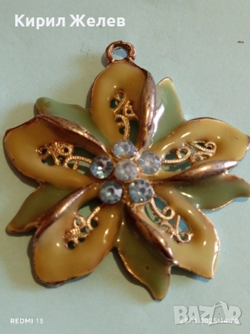 Висулка с флорален мотив лакирана зелен АКВАМАРИН 52198, снимка 8 - Колиета, медальони, синджири - 52573722