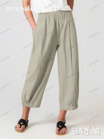 Дамски памучно-ленени скъсени панталони с висока талия, 6цвята , снимка 10 - Панталони - 45880781