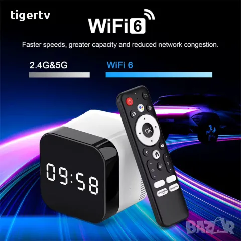 НОВ 8-Ядрен TV Box H96 MAX H728 | Wi-Fi 6 | Android TV 14 | Смарт ТВ, снимка 11 - Плейъри, домашно кино, прожектори - 27642230