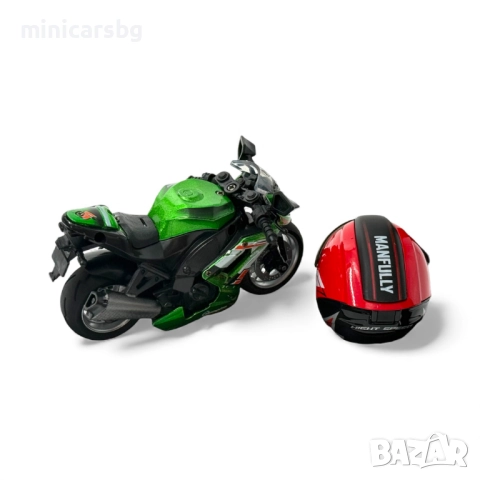 Метални модели спортен мотор 1:14 със стойка и моторист – с кутия, снимка 8 - Колекции - 52633379