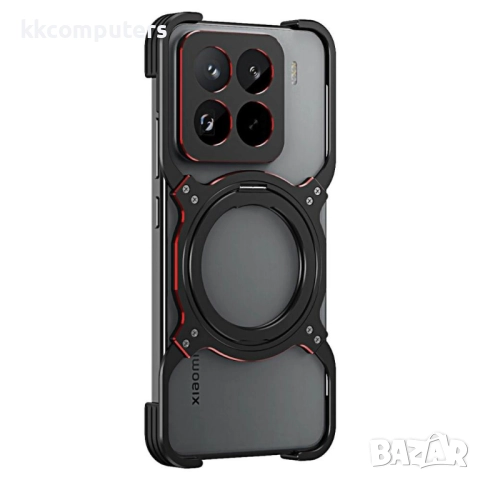 Xiaomi 15 Pro Удароустойчив Метален Калъф със Стойка MagSafe + Скрийн Протектор – Черен, Червен, Лил