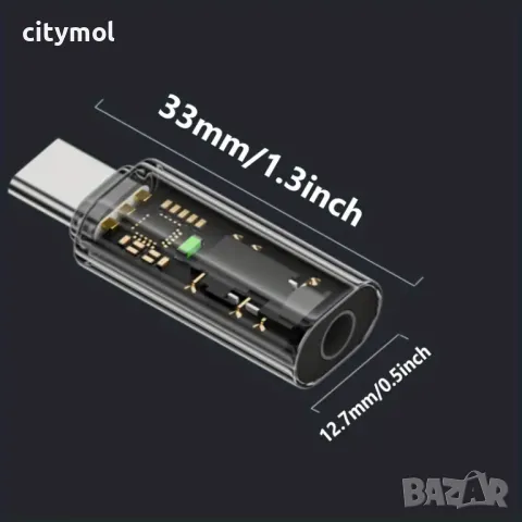 Type-C към 3,5 мм DAC Hi-Fi аудио конвертор, мъжки към женски, съвместим с iPhone/Samsung, снимка 3 - Слушалки, hands-free - 48812894