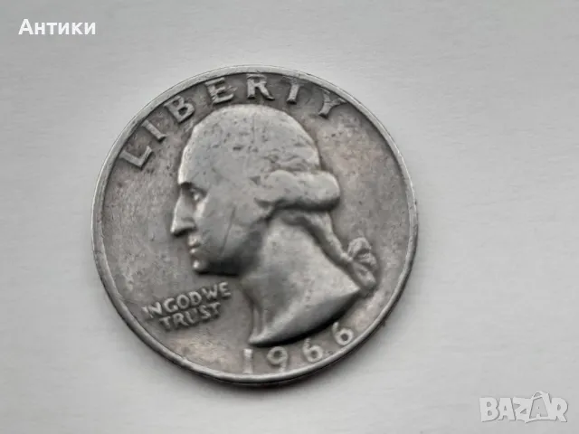 монета quarter dollar 1966г, снимка 2 - Нумизматика и бонистика - 47095995