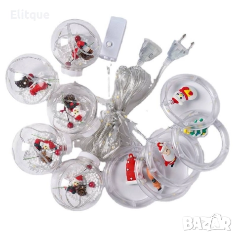 Светещ коледен гирлянд с рингове и малки коледни фигурки  , снимка 6 - Декорация за дома - 52904369