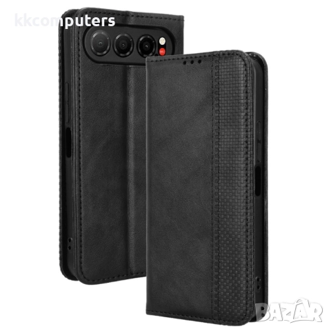 Кожен Ретро Калъф за ZTE nubia Air 5G- Магнитно затваряне, Държач за Карти и Стойка, вкл. Протектор,