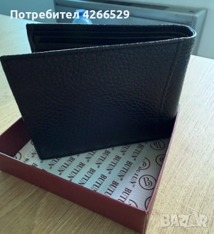 Мъжки черен кожен портфейл, снимка 3 - Портфейли, портмонета - 52479985