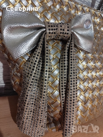 Голяма ефектна дамска чанта в сребристо и златисто , снимка 2 - Чанти - 52520713