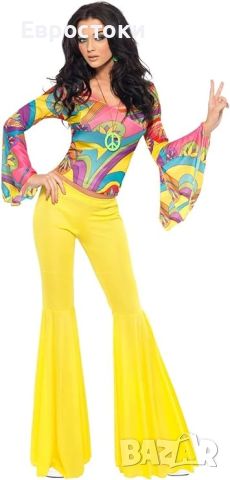 Smiffys Дамски костюм Hippie 70s Секси хипи костюм за възрастни- S, снимка 2 - Костюми - 45649351