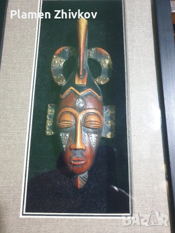 Афрканска пластика , рамкирана под стъкло , снимка 2 - Антикварни и старинни предмети - 53393094