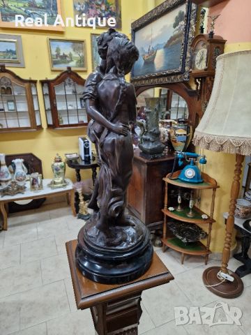 Прекрасна антикварна колекционерска френска бронзова фигура статуетка композиция , снимка 4 - Антикварни и старинни предмети - 45341023