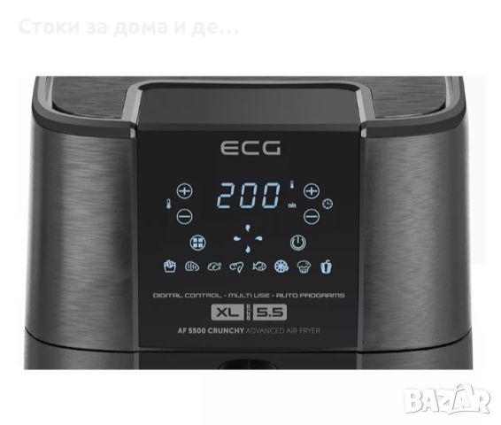 ✨Фритюрник с горещ въздух ECG AF 5500 Crunchy, 5,5 л, 8 програми, 1350 W, Черен , снимка 6 - Фритюрници - 45907052