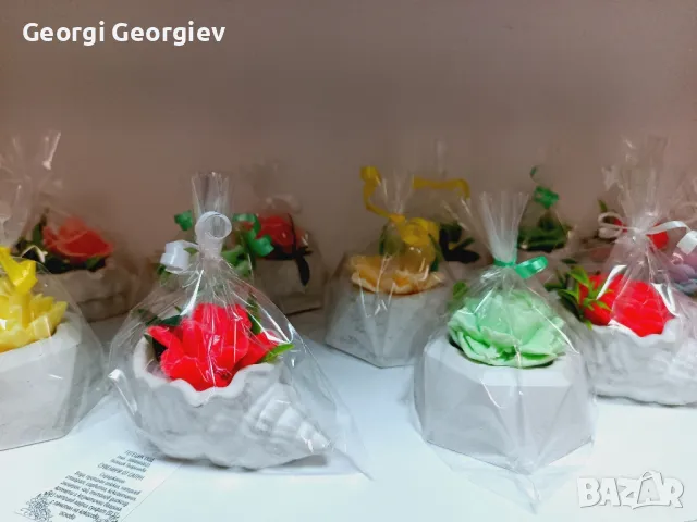 цветя изработени с глицеринов ароматен сапун и Българска роза , снимка 11 - Декорация за дома - 50104898