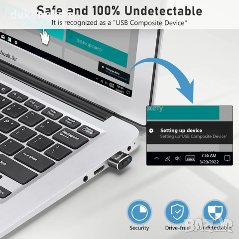 USB Mouse Jiggler – автоматично раздвижване на мишката, снимка 3 - Клавиатури и мишки - 53242722