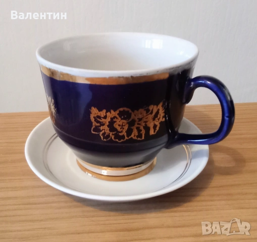 Лот от 4 руски порцеланови чаши за чай в кобалтово син цвят, снимка 3 - Чаши - 54100920