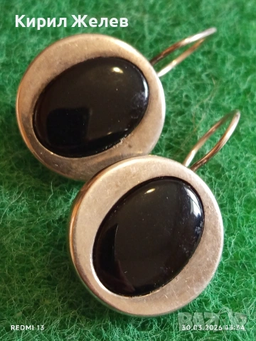 Класически модел сребърни обеци с овални елементи инкрустирани с черен ОНИКС 71441, снимка 6 - Обеци - 54025763