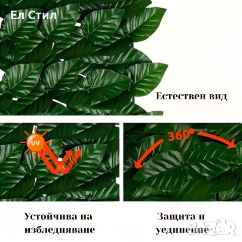 Ограда от зелени листа - панел за уединение с реалистичен вид 3 x 0,5 м, снимка 11 - Огради и мрежи - 53565268