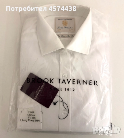 Оригинална Мъжка Риза Brook Taverner Chelsea с Дълъг Ръкав, снимка 4 - Ризи - 52505811