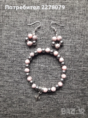 Гривни и обеци от полускъпоценни камъни - ръчна изработка, снимка 8 - Бижутерийни комплекти - 44714828