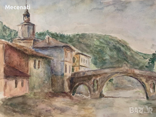 ПЕТЪР КУНЧЕВ акварел Трявна 1967 г, снимка 4 - Картини - 53099921