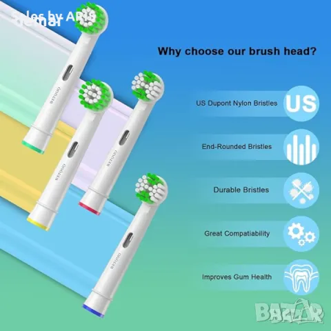 Резервни глави за четки за зъби Wetqaip съвместими с Braun, 16 броя, бели, снимка 5 - Други - 49915820