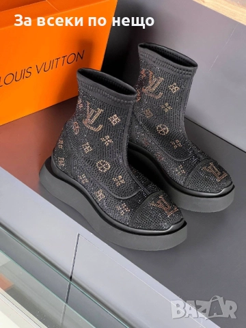 Louis Vuitton Дамски Черни Боти Луис Витон Код E969, снимка 3 - Дамски боти - 52097869