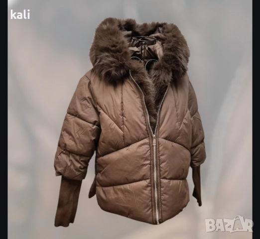Елегантно зимно яке в цвят "Шоколад" с богат пух, снимка 3 - Якета - 52726940