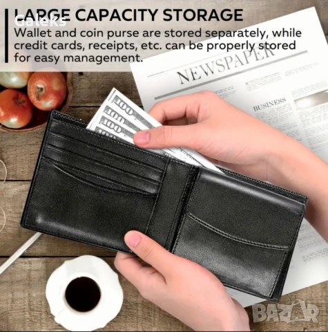 Мъжки елегантен и изискан портфейл с две лица • Черна естест. кожа!, снимка 5 - Портфейли, портмонета - 51334886