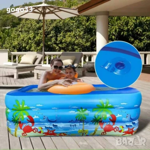 Голям удебелен надуваем басейн за дома – идеален за бебета, деца и възрастни, снимка 5 - Надуваеми играчки - 50991586