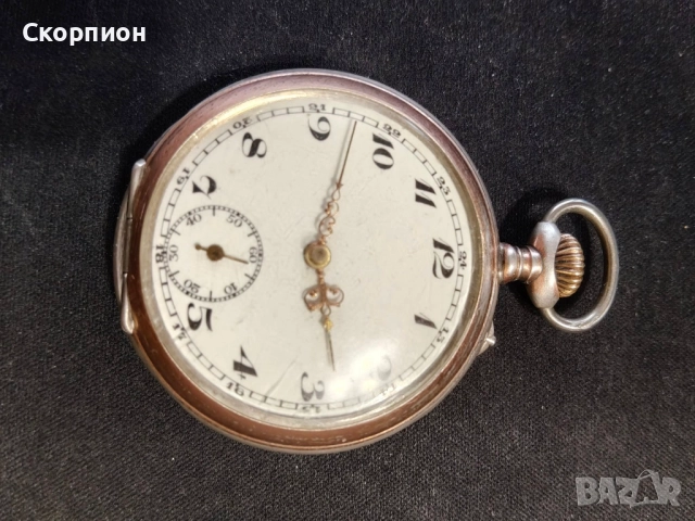 Швейцарски СРЕБЪРЕН джобен часовник 1901г. с позлата - 6 РУБИНА - ПРОМОЦИЯ, снимка 2 - Джобни - 48366603