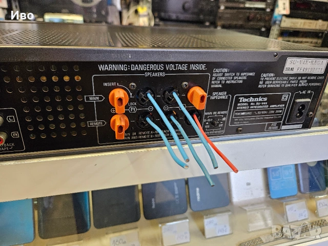 Усилвател Technics SU-V4X Технически изправен, изходните клеми за тонколоните са преработвани, защот, снимка 10 - Ресийвъри, усилватели, смесителни пултове - 53326318