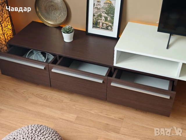 Холна ТВ секция бяло и венге, снимка 6 - Секции и витрини - 53949234
